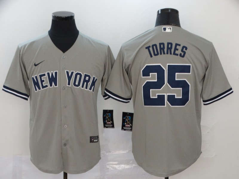 Men New York Yankees #25 Torres Grey Nike Game MLB Jerseys->new york yankees->MLB Jersey